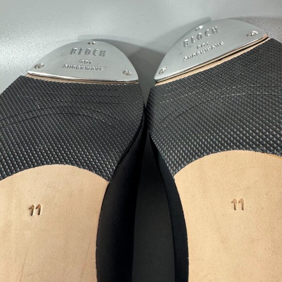 NIB Bloch Black Leather Tap Shoes Lace Up Dance with Techno Tap, Size 11 - Picture 8 of 13